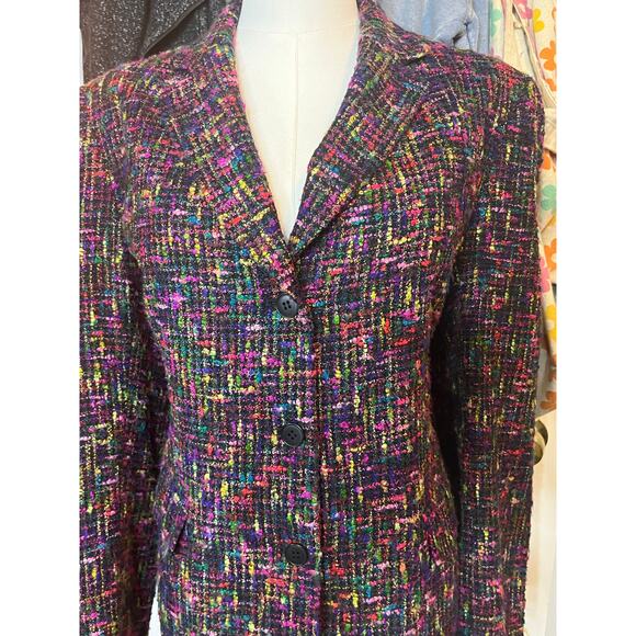 Jones New York Multicolor Tweed Textured artsy Blazer Jacket Size 12 old money - Picture 3 of 7